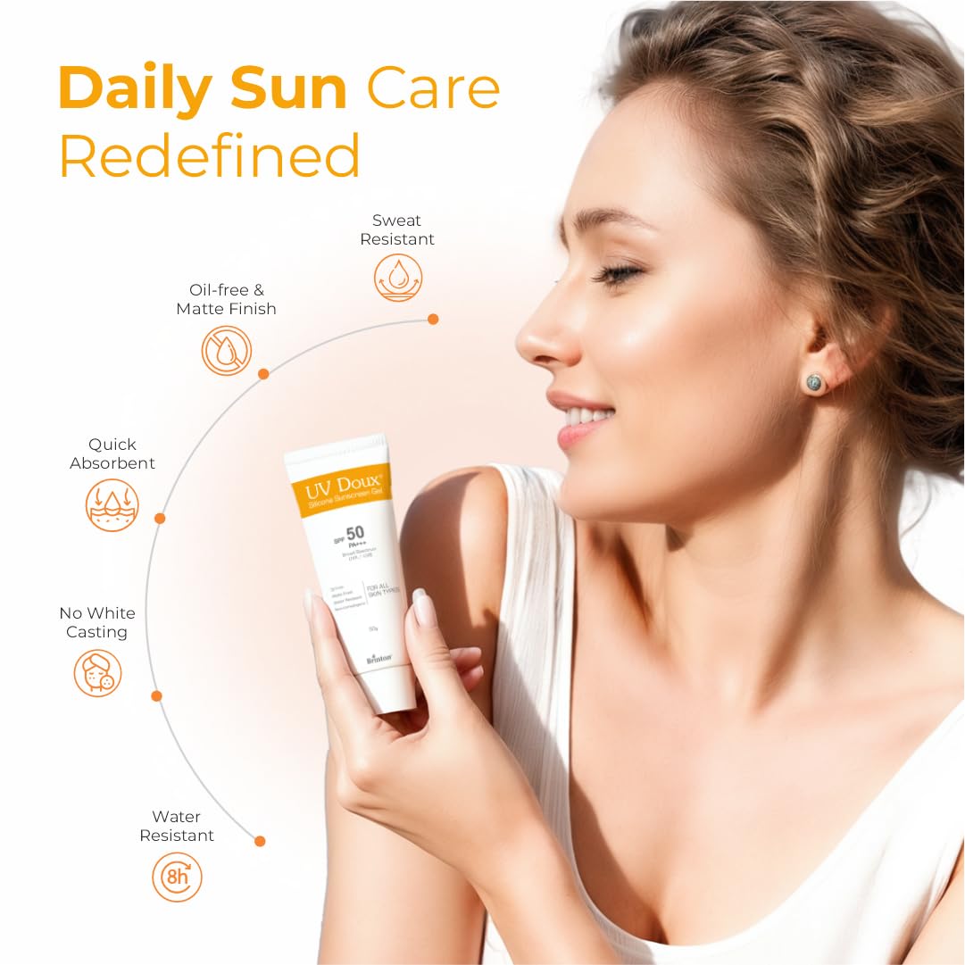 UV Doux Silicone Sunscreen Gel SPF50 PA+++ 50gm & UV Doux Face Cleanser 125ml Combo | Ultimate Skincare Duo for Sun Protection & Deep Cleansing | Non-Greasy, De