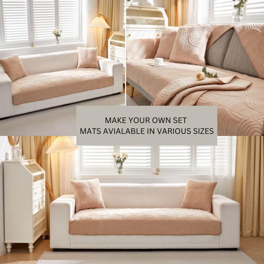 HOMETHREADS Couch/Sofa Covers | Luxurious Slipcover Solutions for Sofas, Armchairs, and Loveseats (Grey_Coco, 1 Seater Large| 70x90cm) Grey_Coco 1 Seater Large|