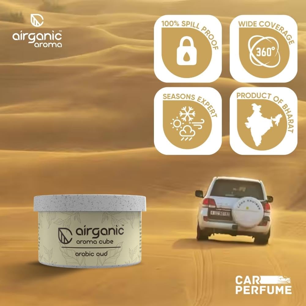 AIRGANIC Aroma Cube - Arabic Oud Organic Air Perfume - 40g | Leakproof Car Air Freshener | Long-Lasting Fragrance | Freshen Up Your Car, Home & Office | Car Acc