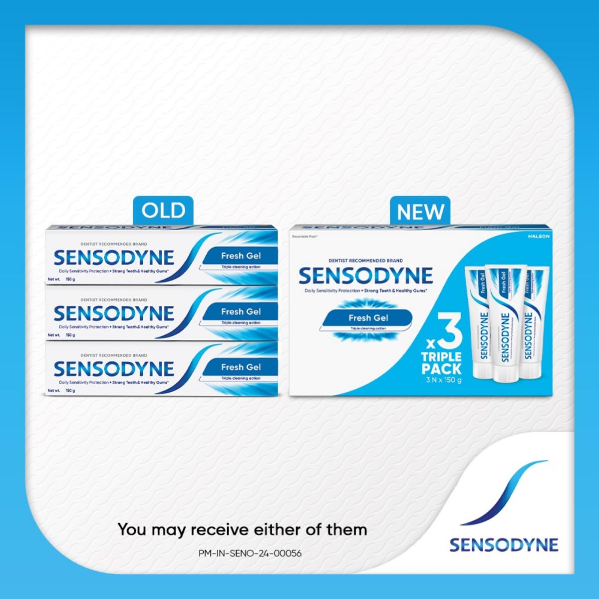 Sensodyne Toothpaste Fresh Gel | Daily Sensitivity Relief Tooth Paste Combo Pack - 450gm (150gm x 3) | Dentist Recommended | Everyday Use Paste, Fresh Breath, F
