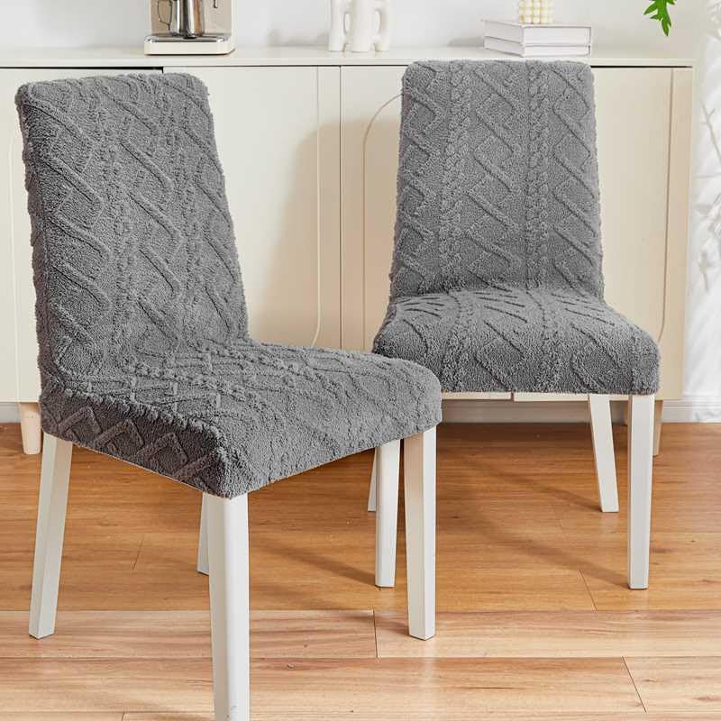 HOMETHREADS Elastic Jacquard Chair Cover–Stretch Fit, Removable & Washable Short Dining Chair Seat Protector – 400gsm Soft & Wrinkle-Resistant Slipcover for Hom