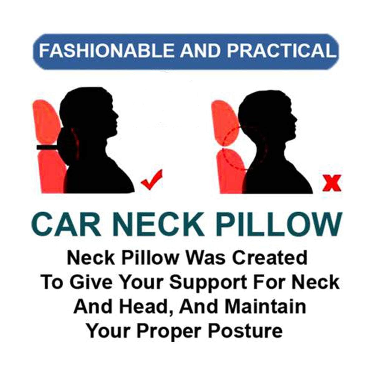 DETACHI Faux Leather Car Neck Rest Pillow/Cushion Set of Pillows Compatible with All Cars (Black, with RED Embroidery) - Pack of 2 Pieces Red & Black