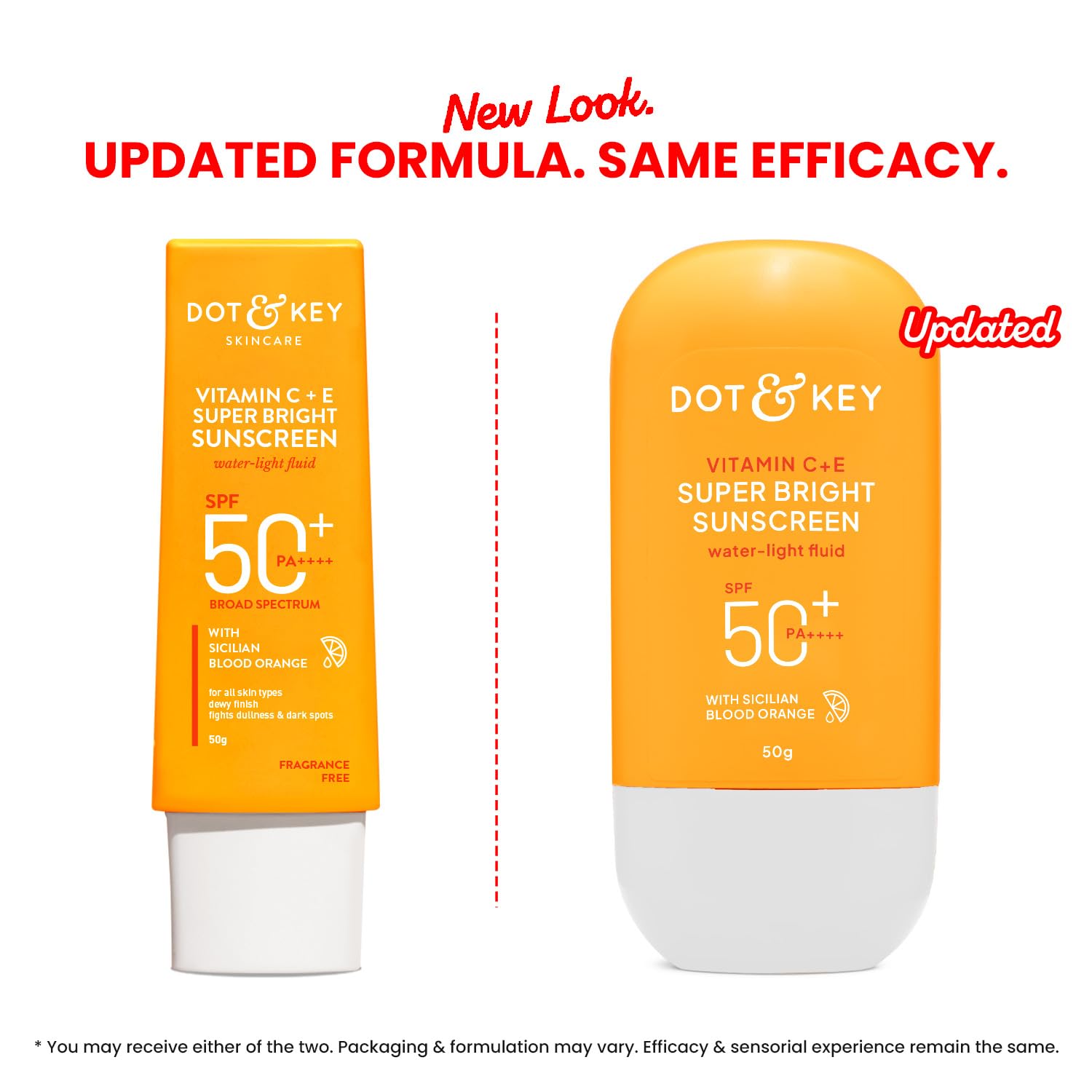 Dot & Key Vitamin C + E Super Bright Sunscreen In-Vivo Tested SPF 50+ PA++++ With New-Age UV Filters, Water-Light Fluid, Boosts Glow, Reduces Dullness & Dark Spots, Checks Tanning, No White Cast| 50G,Pack Of 1