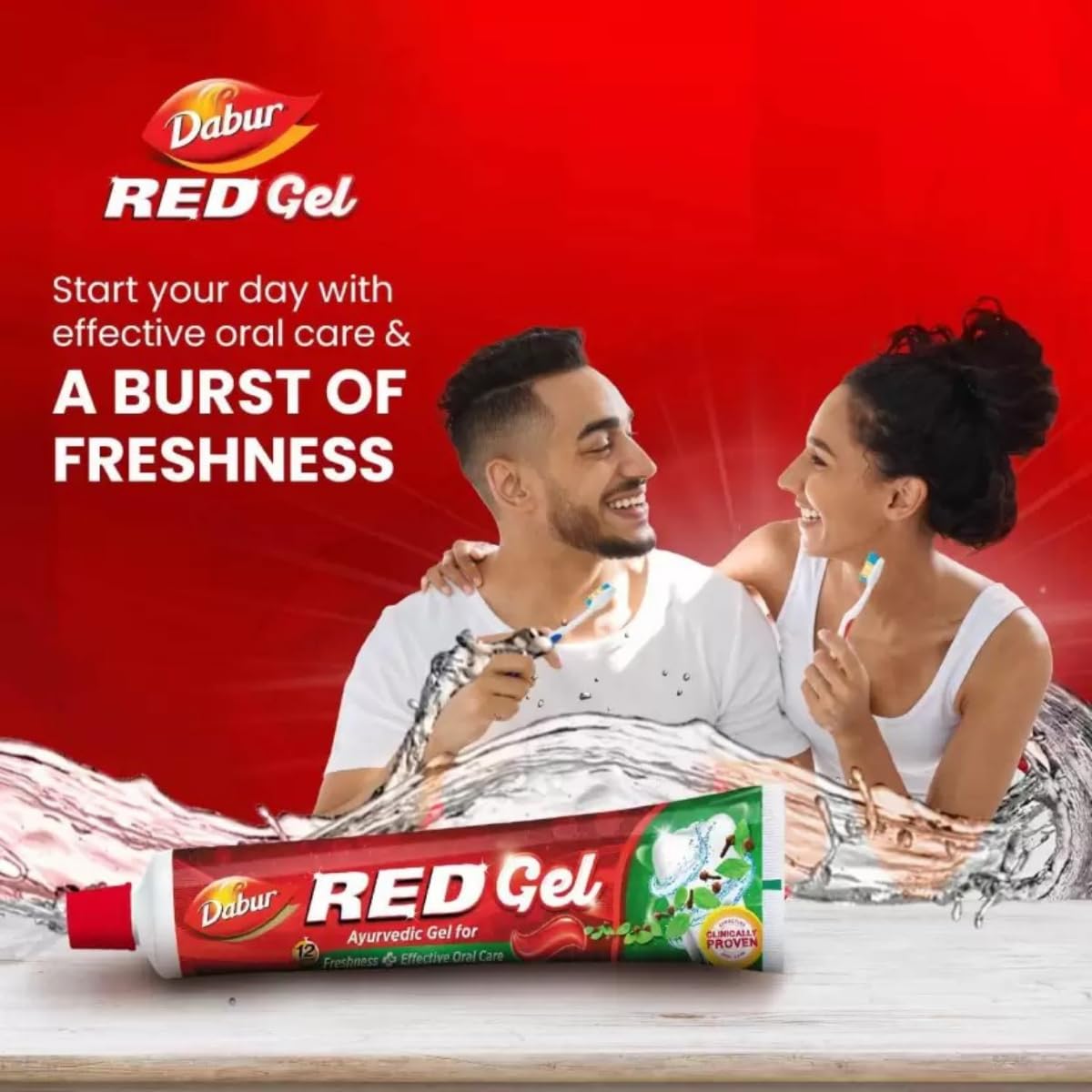 Dabur Red Gel Ayurvedic Toothpaste - 300g (150g x 2) | Reduction in Bad Breath, Plaque & Gingivitis | Freshness with Protection | For Healthy Gums & Effective Dental Care