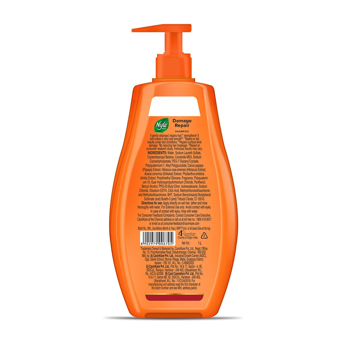 Nyle Naturals Damage Repair Shampoo|Papaya & Shikakai|800ml 800 ml (Pack of 1)