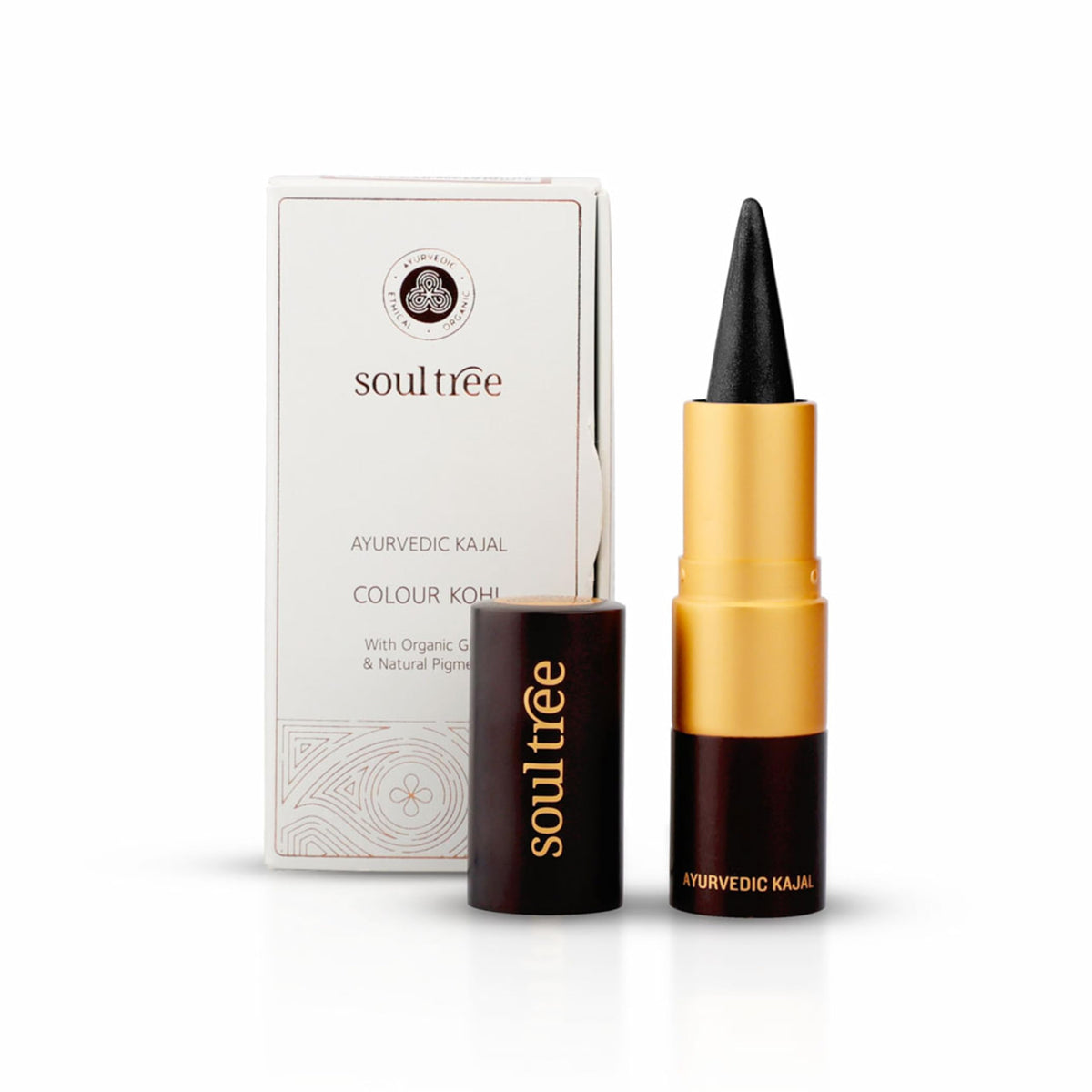 SoulTree Ayurvedic Kajal | Pure Black | Surma Smoke — Abyssal Black Onyx | Enriched with 100% Organic Ghee, Almond Oil & Camphor | Soothe, Cool & Nourish Eyes |