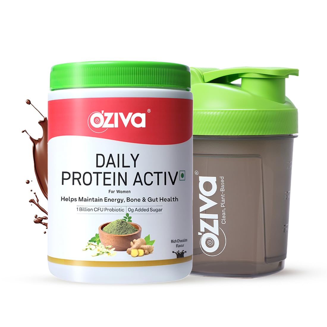 OZiva Daily Protein Activ For Women, For Better Energy, Bone Health & Hormonal Balance, With Clean Protein, Tulsi, & Probiotics for Better Protein Absorption (C