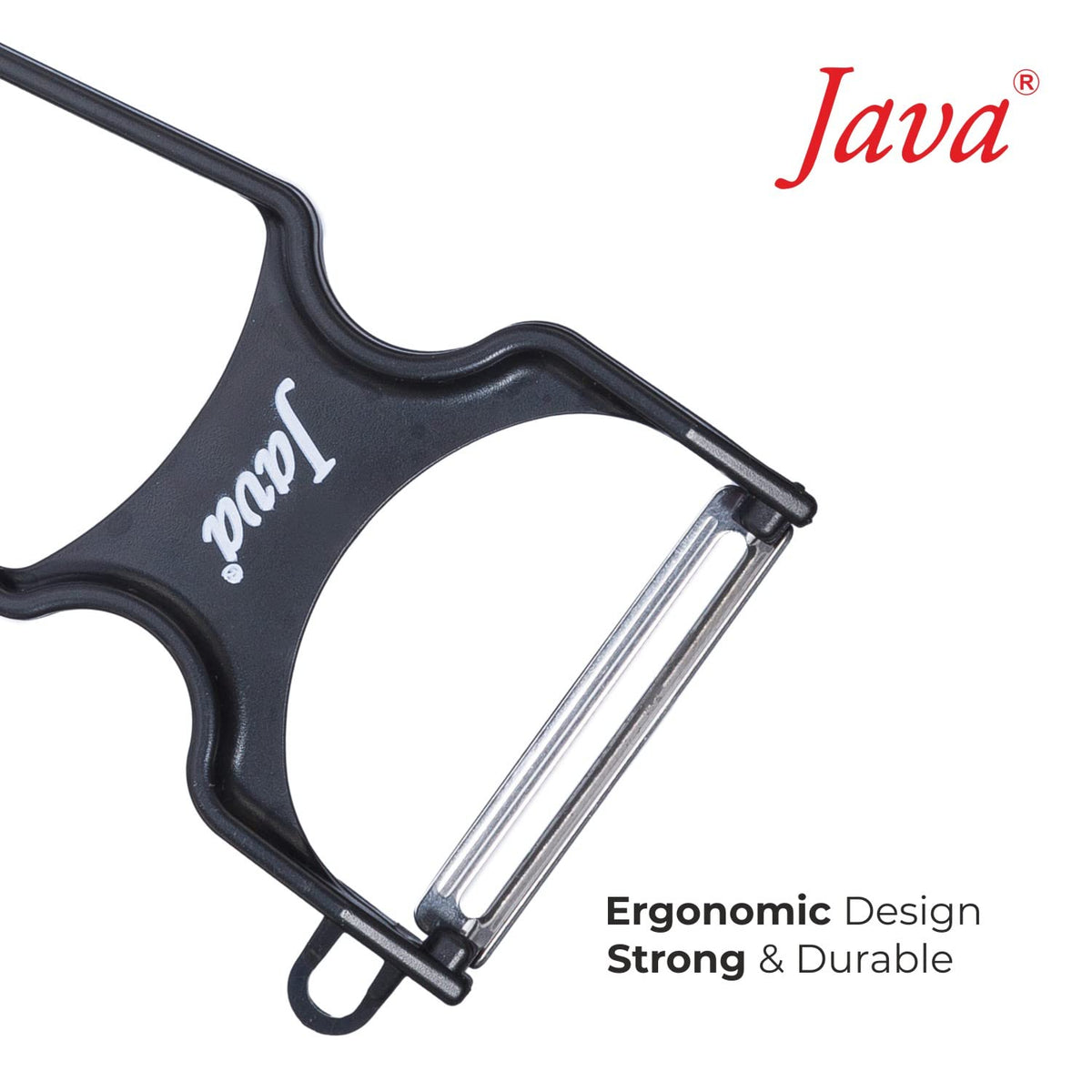 Java Rapid INOX Peeler with Stainless Steel Double Edge Blade, ABS Plastic Handle, Ergonomic Design, Dishwasher Safe, for Fruits and Vegetables (RED, Julienne)