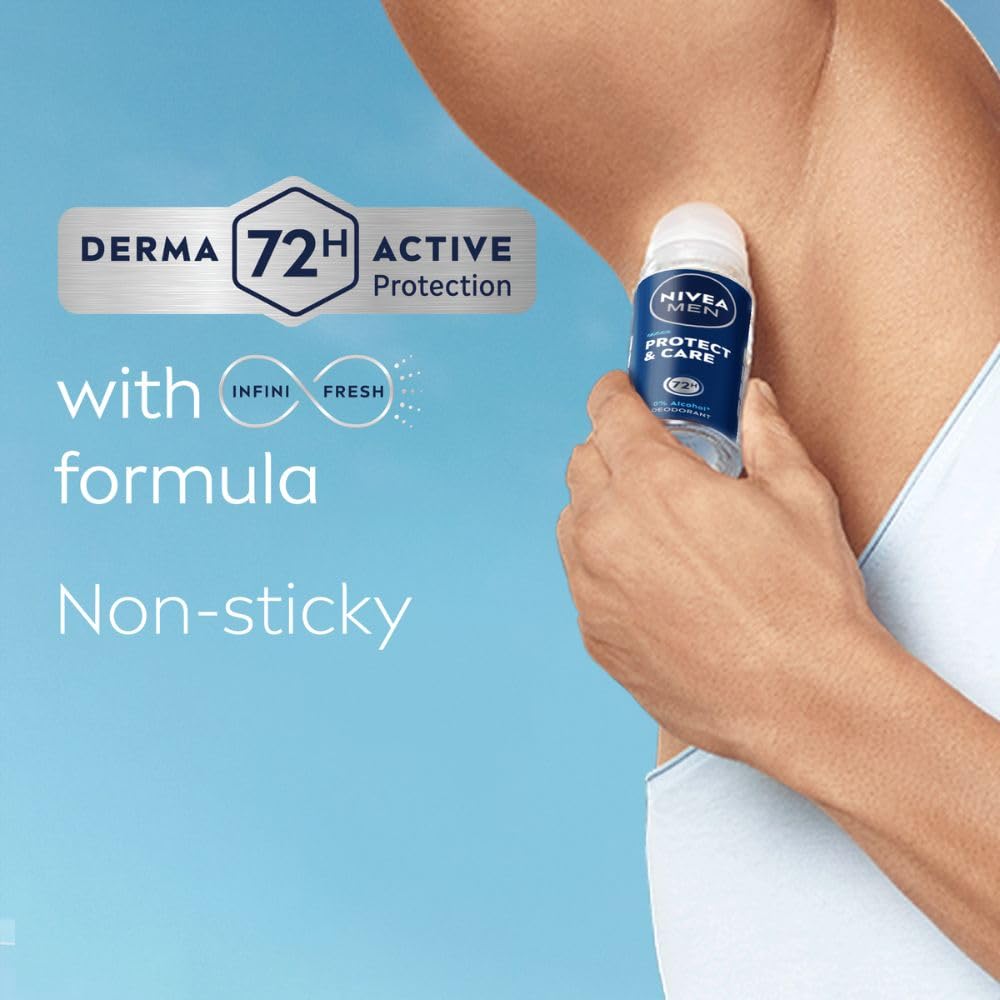 NIVEA Men Fresh Woody Protect And Care Roll On, 50Ml, Pack Of 1 Roll on 1 count (Pack of 1)