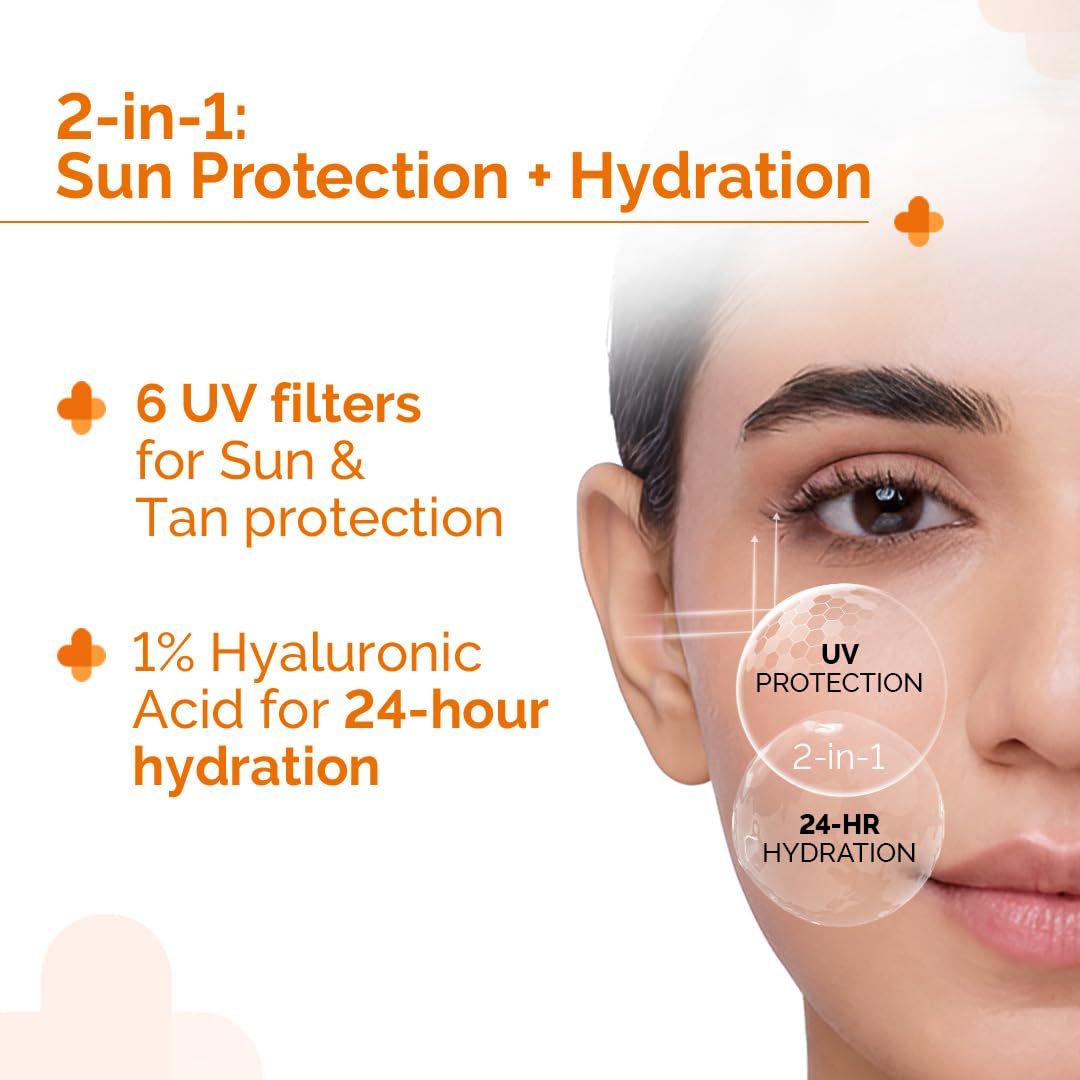 The Derma Co 1% Hyaluronic Sunscreen Aqua Gel SPF 50 PA++++ | Hydrating, Lightweight & Non-Greasy | No White Cast | Broad Spectrum & Blue Light Protection | Clinically Tested - (In-Vivo) | 125 g