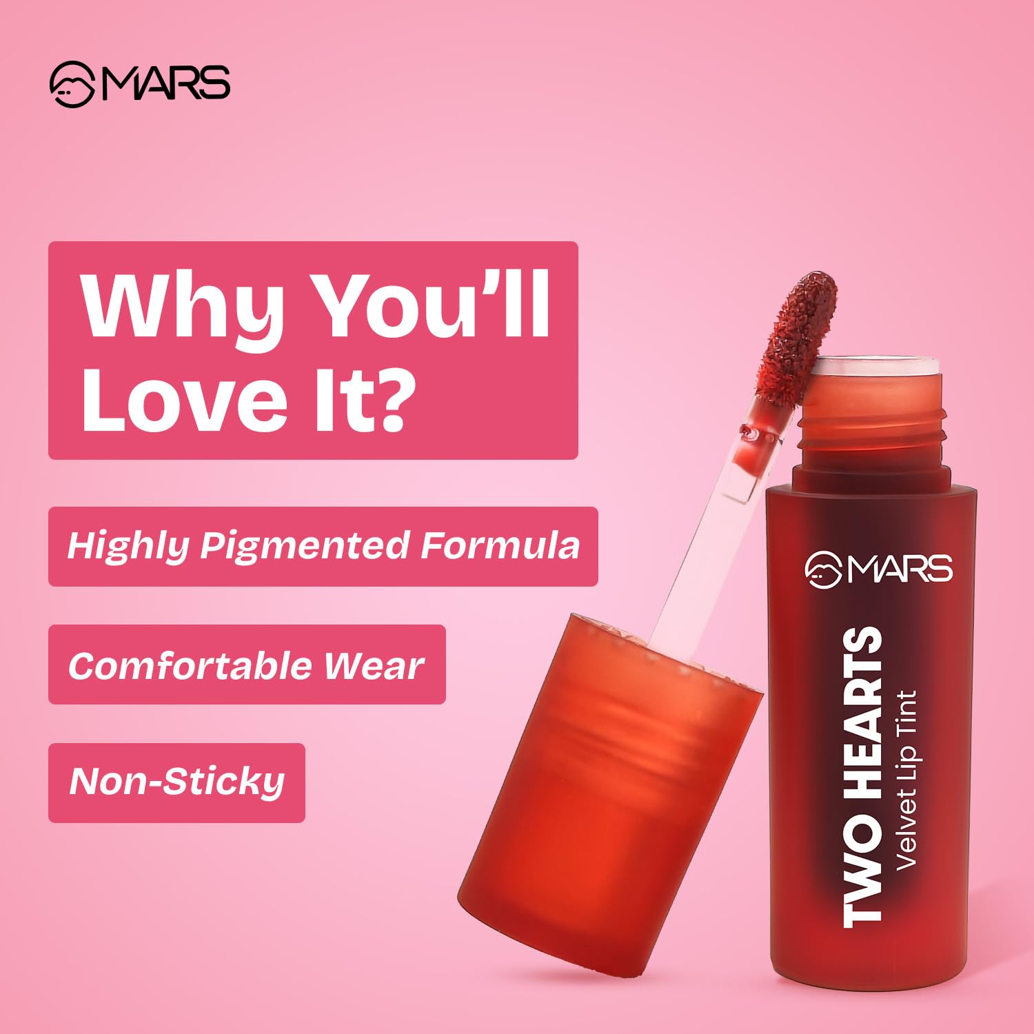 MARS Love Track Velvet Lip Tint (2.8ml) (EIGHT KISSES) | Velvet Matte Finish | Non-Sticky & Lightweight | Highly Pigmented | Comfortable Wear