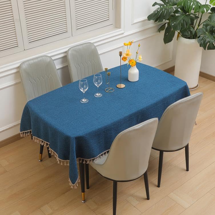 HOMETHREADS 7.25ft Table Cloth for 6 Seater Large Center Dining Table - Durable Eco-Cotton, Washable, and Perfect for Home, Garden, Hotel, and Restaurant | Pack