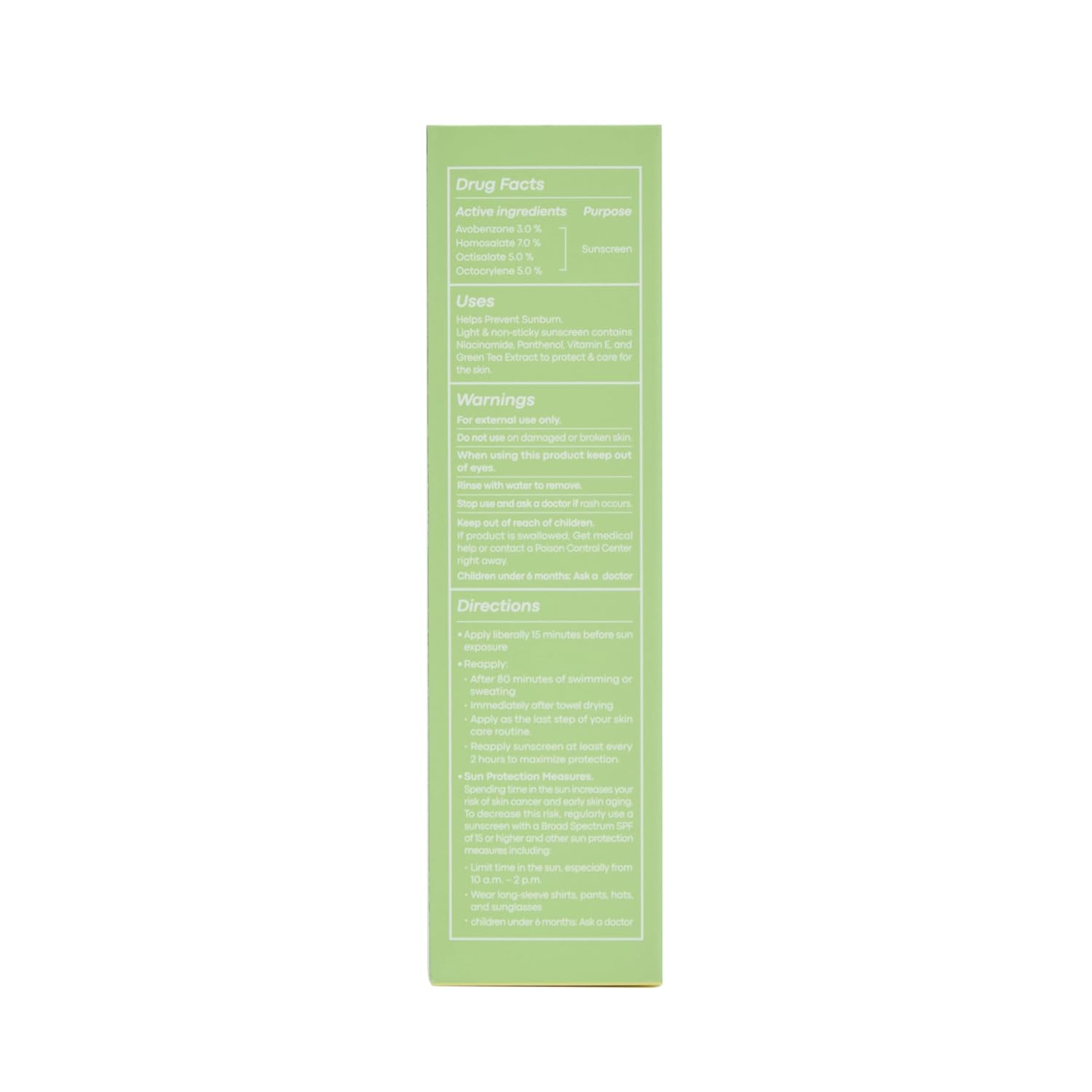 TONYMOLY Green Tea Korean Sunscreen SPF 50+ PA++++ — No White Cast, Lightweight Face Sunscreen for All Skin Tones, Hydrating with Niacinamide, Panthenol & Hyaluronic Acid, 1.69 fl oz