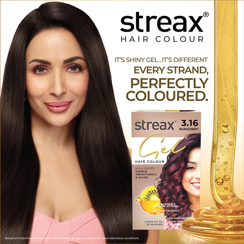 Streax Gel Hair Colour for Women & Men, Dark Brown 3, 150ml | Hair Colour Dark Brown| 100% grey coverage | Long Lasting Hair Color, Easy to Use | Ammonia-Free H