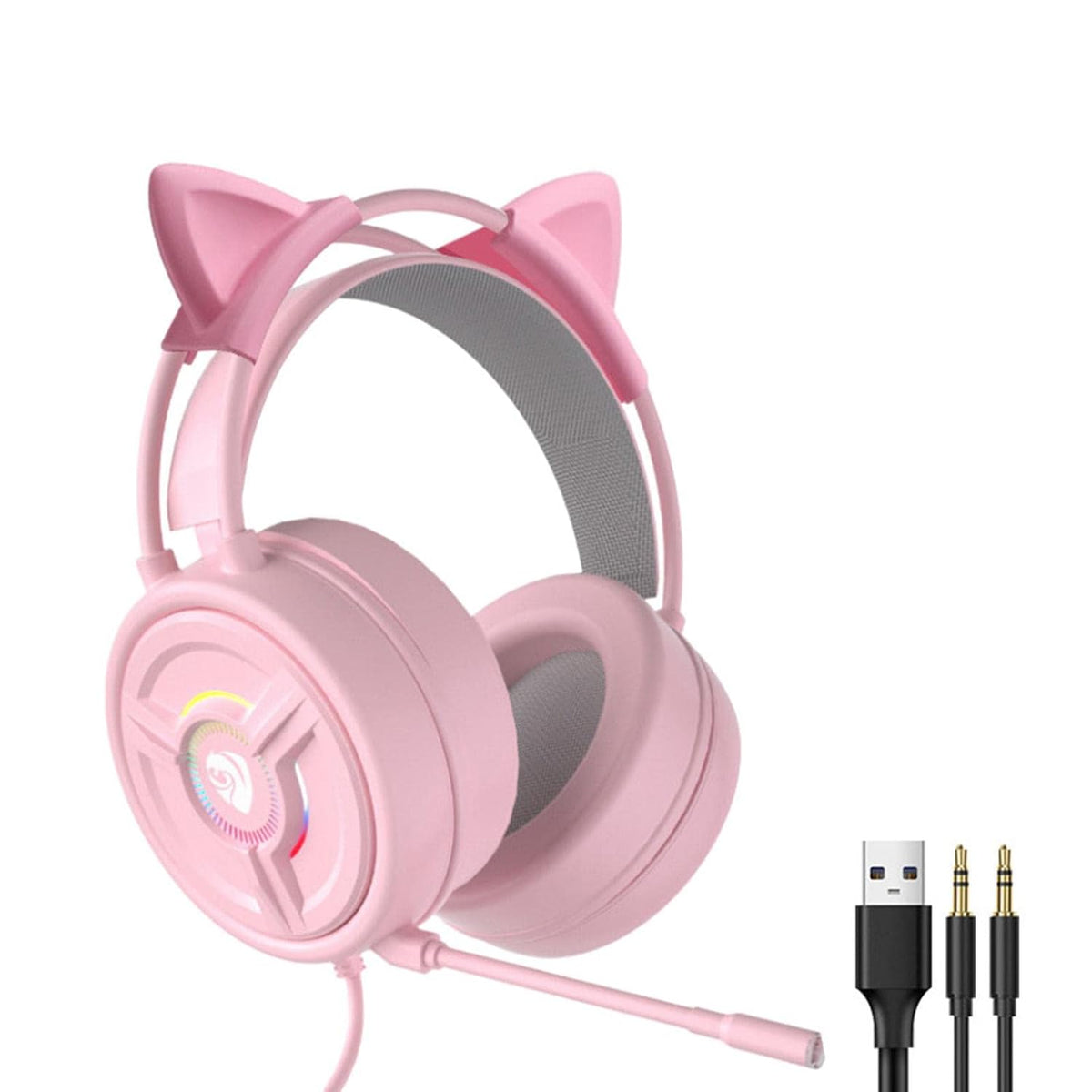 ATORSE Psh-200 3.5Mm Gaming Headset Headphone W/Mic for Pc Laptop Pink Cat Ear