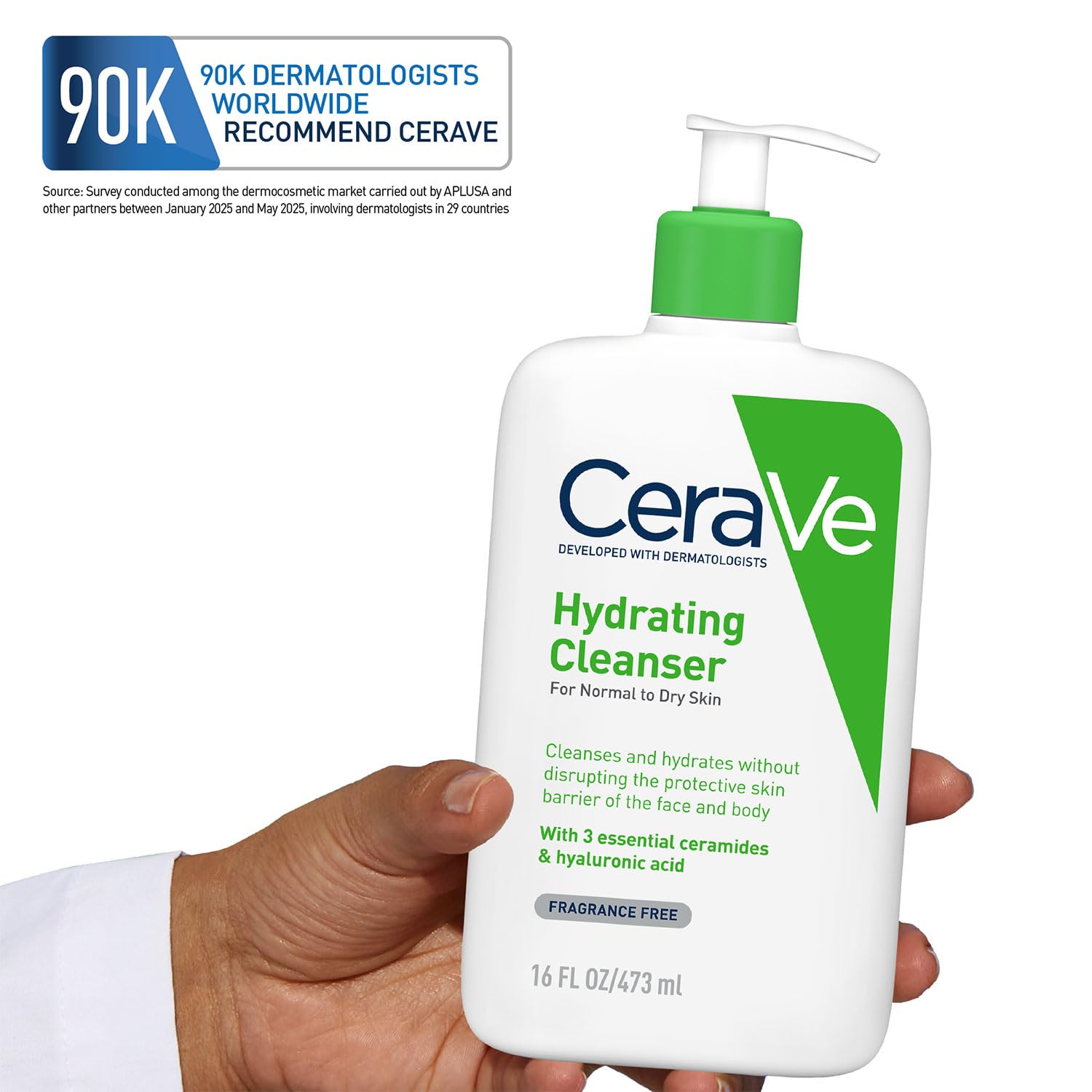 CeraVe Hydrating Cleanser For Normal To Dry Skin (473ml) - Non-Foaming Face Wash with Hyaluronic Acid And Ceramides | Non-Comedogenic, Non-Irritating And Fragrance-Free Cleanser