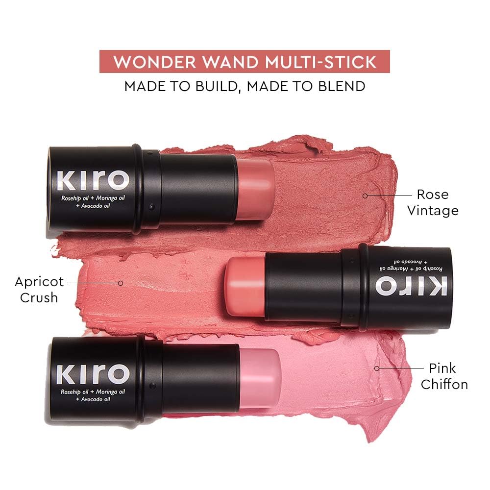Kiro Wonder Wand Multi-Stick – Vintage Rose, 7.5g | 3-in-1 Stick - Blush, Eyeshadow & Lip Tint | Creamy, Weightless & Long-Lasting | Infused with Rosehip, Avocado & Moringa Oil