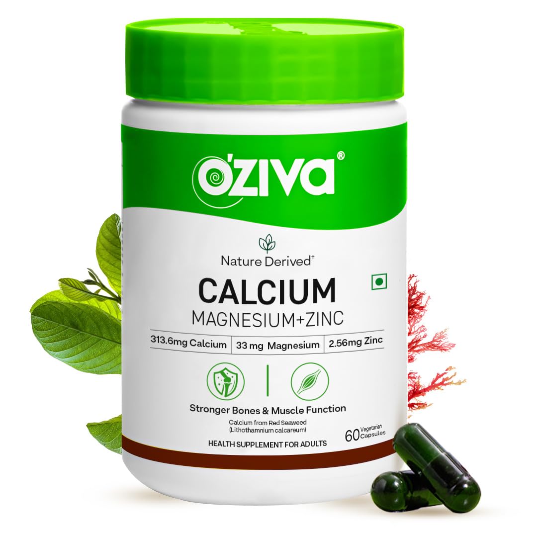 OZiva Calcium Magnesium Zinc with Vitamin D3, Bone Health, 60 Caps Starter Pack - Pack 1