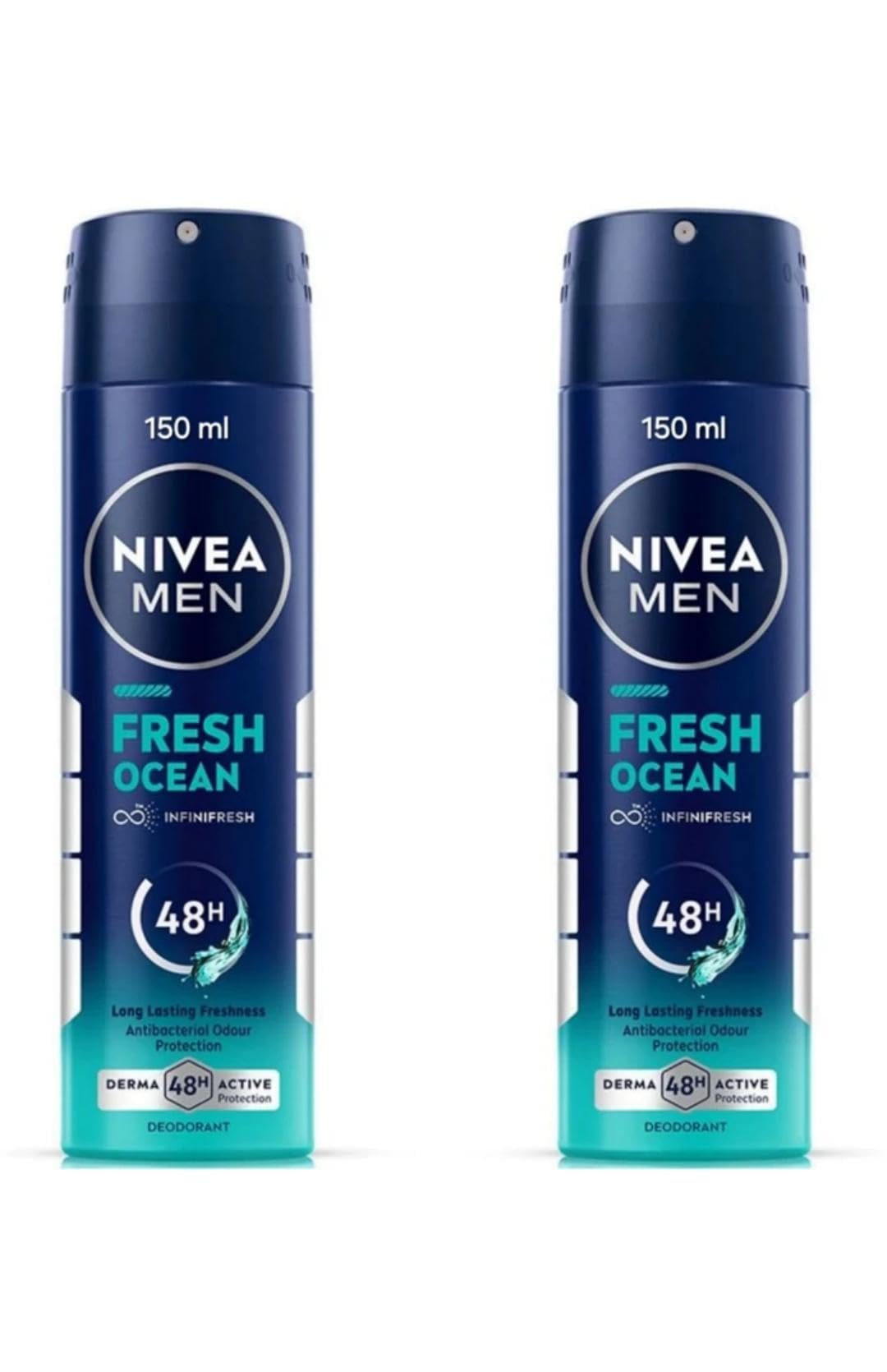 Nivea Men Deodorant Spray - Fresh Ocean (150Ml) (Pack Of 2)