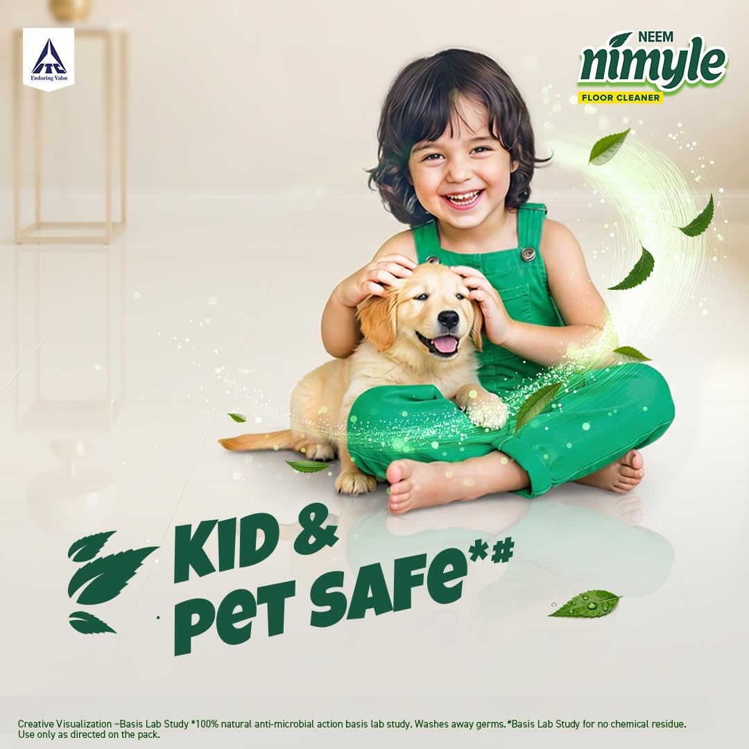 Nimyle Floor Cleaner Lemongrass 890ml|100% Natural Action|Power of Neem|99.9% Anti-Bacterial|Fresh Lemongrass Fragrance|Safe for Kids & Pets|Try Complete Range|