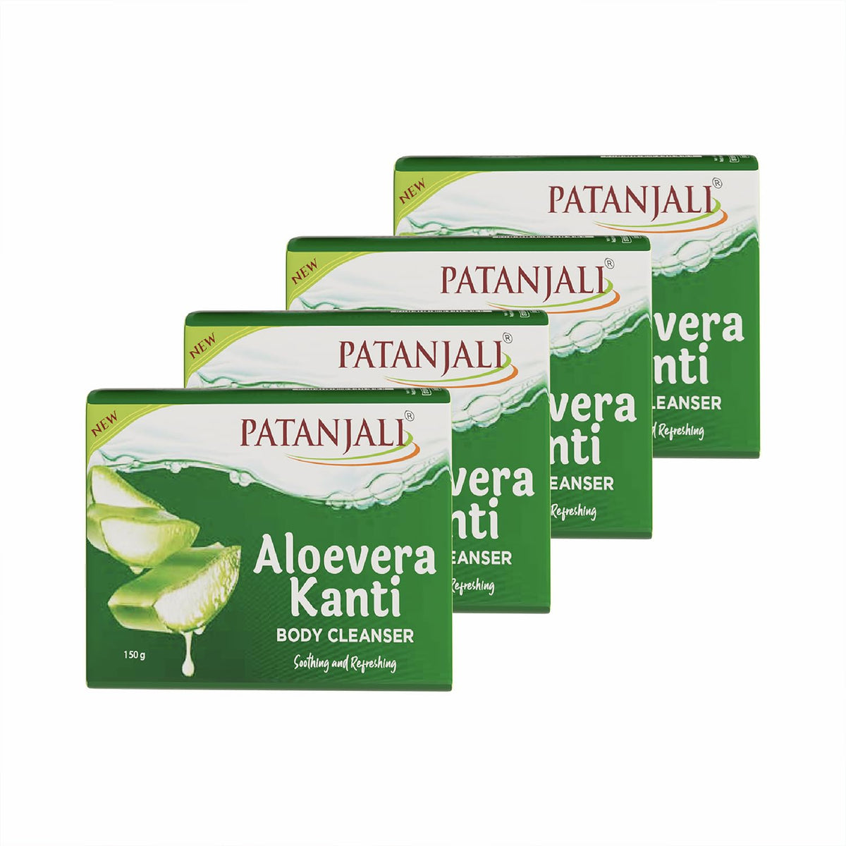 Patanjali Aloe Vera Kanti Body Cleanser Soap for Men and Women(150g, Pack of 4), Nourishing & Moisturizing, Natural Aloe Vera Soap for Soft Skin 150 g (Pack of