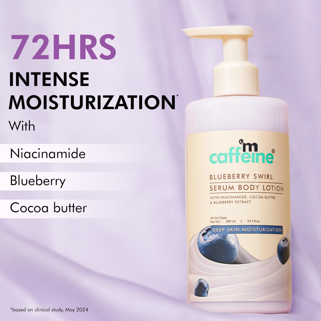 mcaffeine Blueberry Swirl Serum Body Lotion For Women And Men | Dry Skin | Lightweight Moisturizer, Non-Greasy & Non-Sticky | Body Lotion For Winter | Soft & Sm