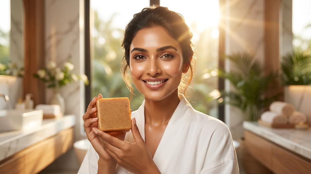 Magic Soap Tan Removal Sandalwood & Saffron Bath Soaps | Paraben Free | Chandan & Kesar | Handmade Soap for Glowing & Skin Brightening for Men & Women 4 Packs