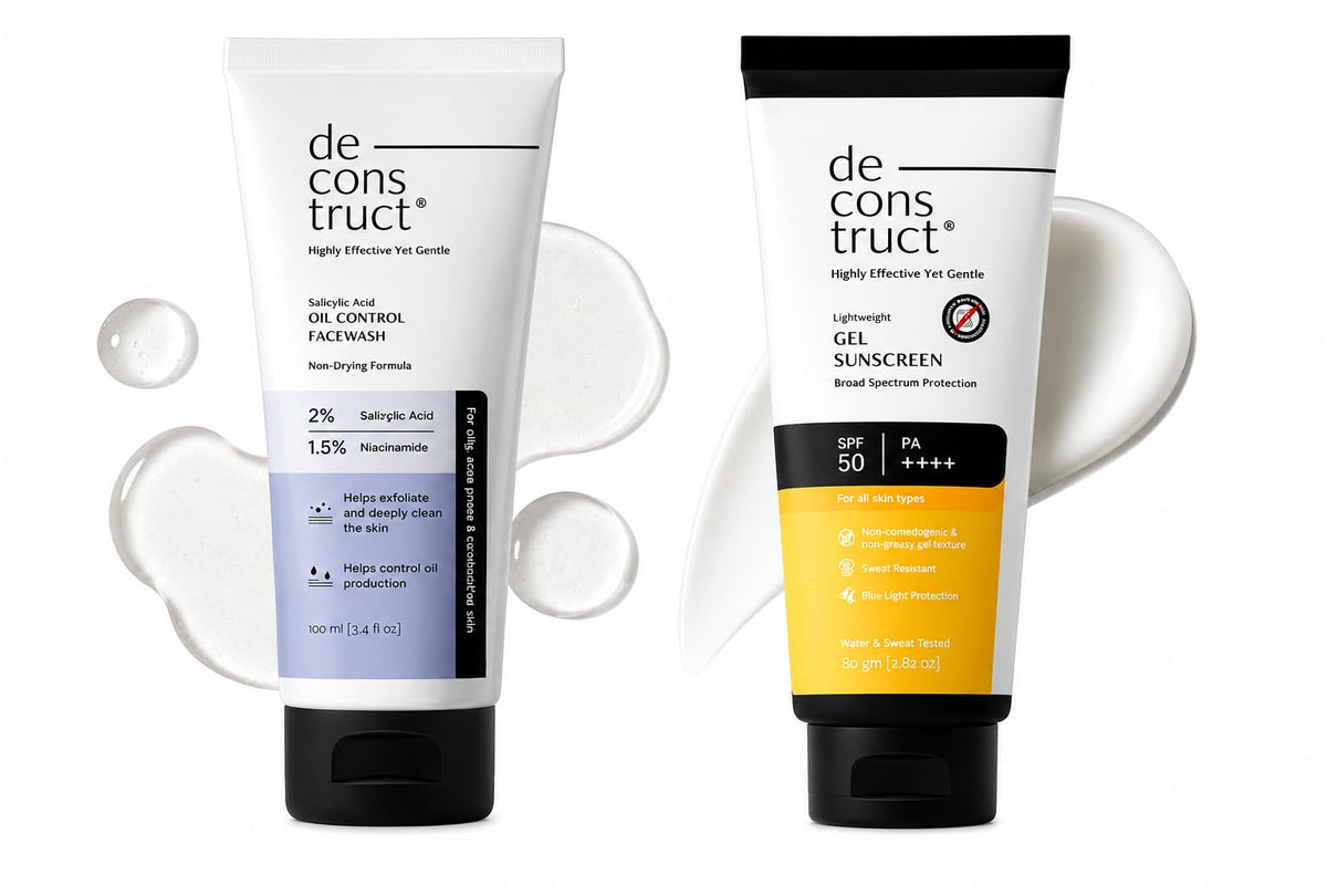 Deconstruct Gel Sunscreen 50gm + Oil Control Facewash combo