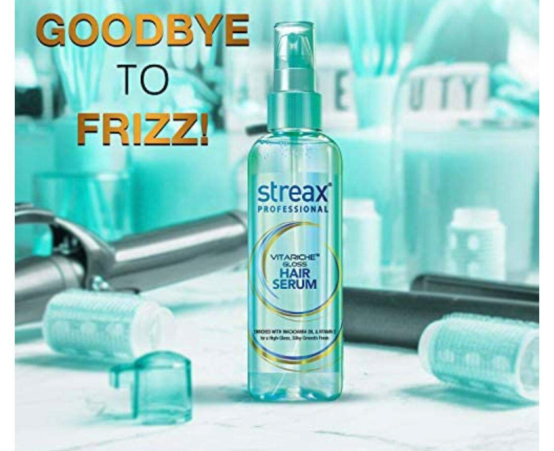 Streax Pro Hair Serum Vita Gloss With Macademia Oil & Vitamin E, Helps In Everyday Styling, Adds Shine To Hair Gorgeous & Shiny Hair, 100 Ml, Pack of 1
