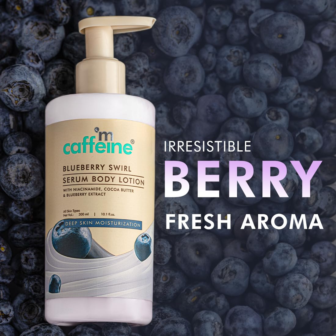 mcaffeine Blueberry Swirl Serum Body Lotion For Women And Men | Dry Skin | Lightweight Moisturizer, Non-Greasy & Non-Sticky | Body Lotion For Winter | Soft & Sm
