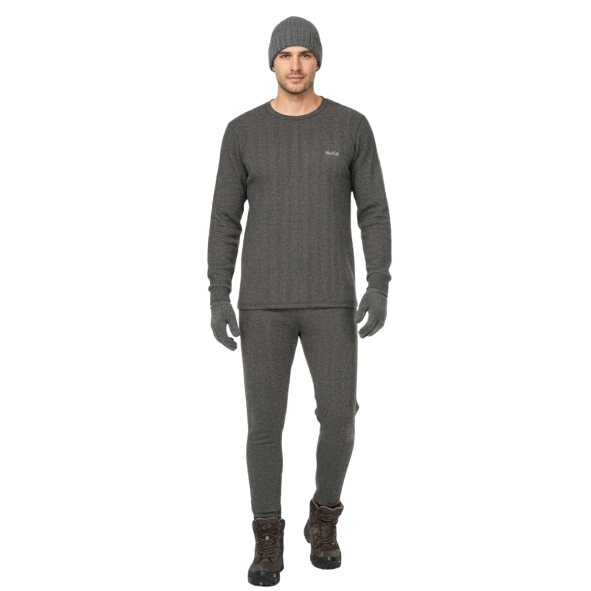 Men's Thermal Top & Lower Inner Full Sleeve M Charcoal