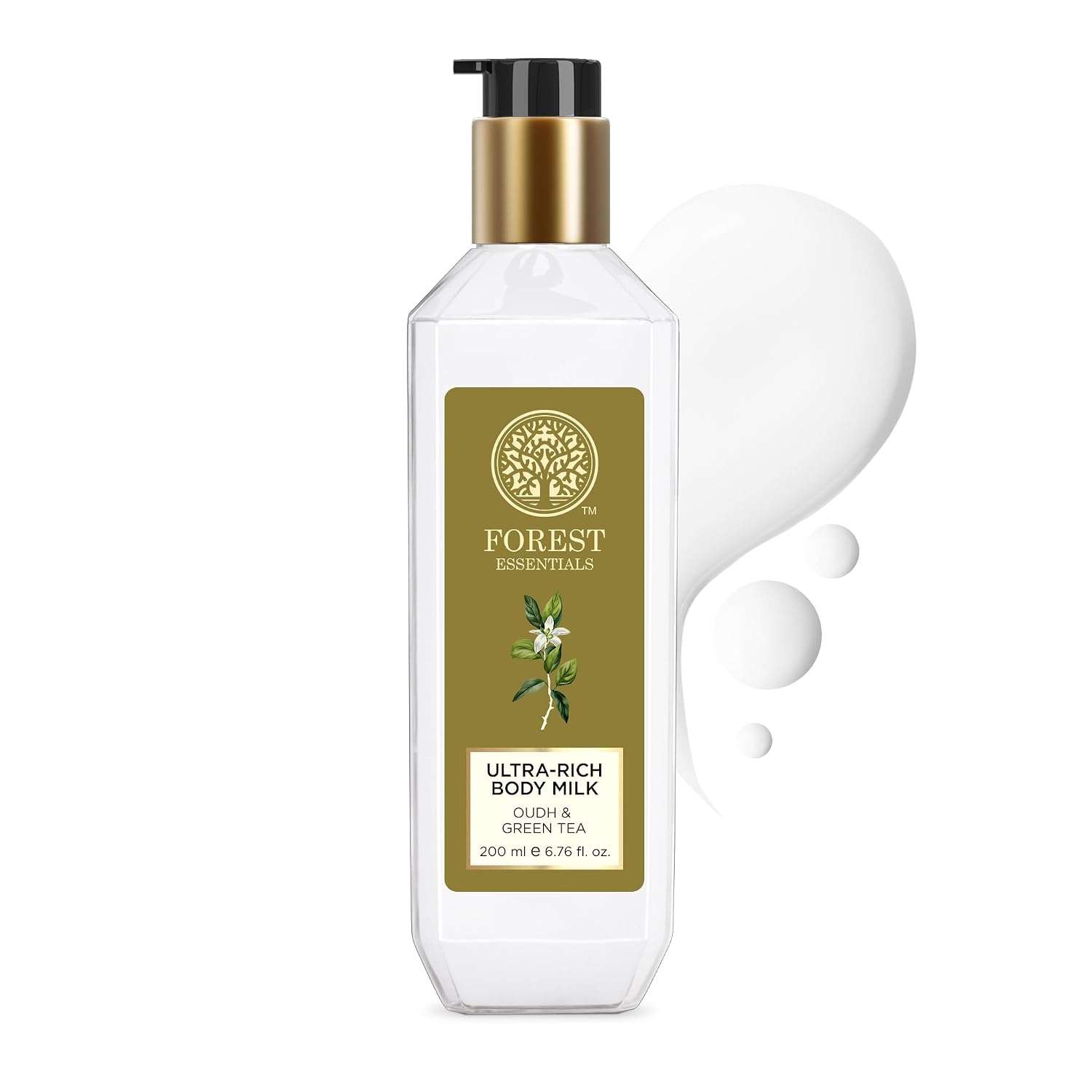 Forest Essentials Ultra-Rich Body Milk Oudh & Green Tea | Ayurvedic Nourishing Body Lotion to Replenish Skin Moisture and Leave it Smooth & Scented