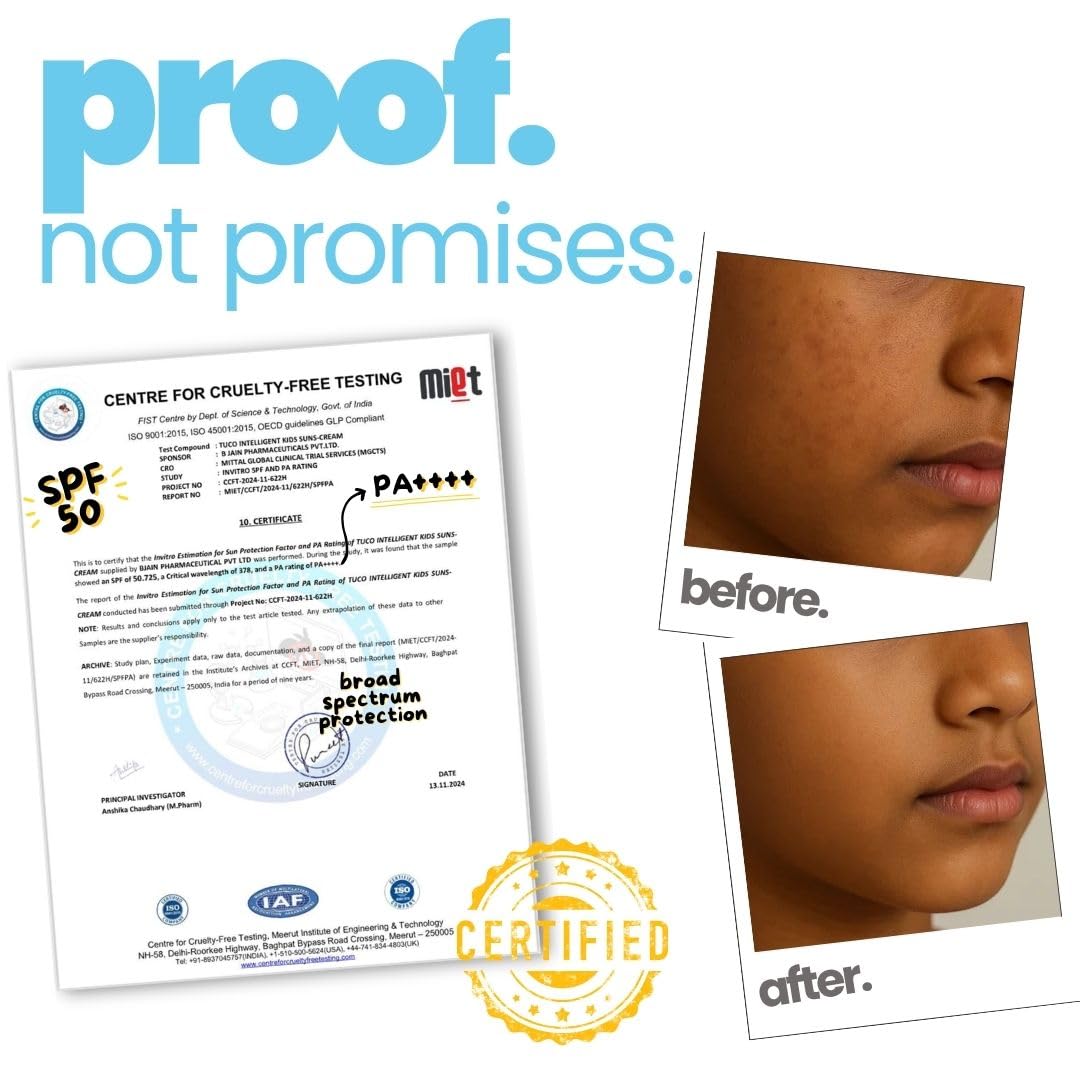 Tuco Kids Sunscreen for Kids, Sunscreen spf50 PA++++, 2-in-1 Face Cream-50g Cream - SPF50 - 50g - Pack of 1