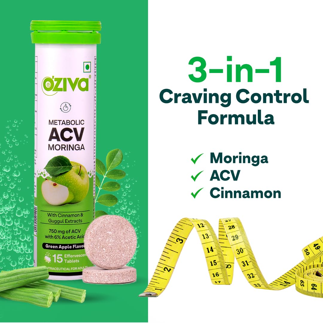 OZiva Glutathione + ACV Moringa Tablets, for Radiant Skin, Pack of 2