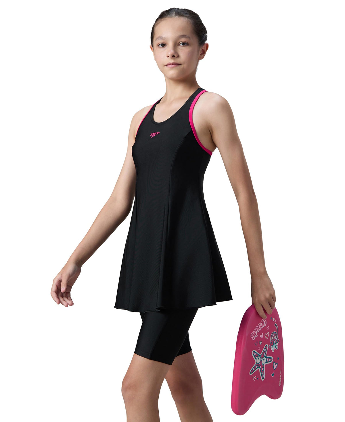 Speedo Girl's Endurance10 Racerback Swimdress with Boyleg Swimming Costume | Shape Retention Fabric | UPF 40+ Sun Protection | Chlorine Resistance