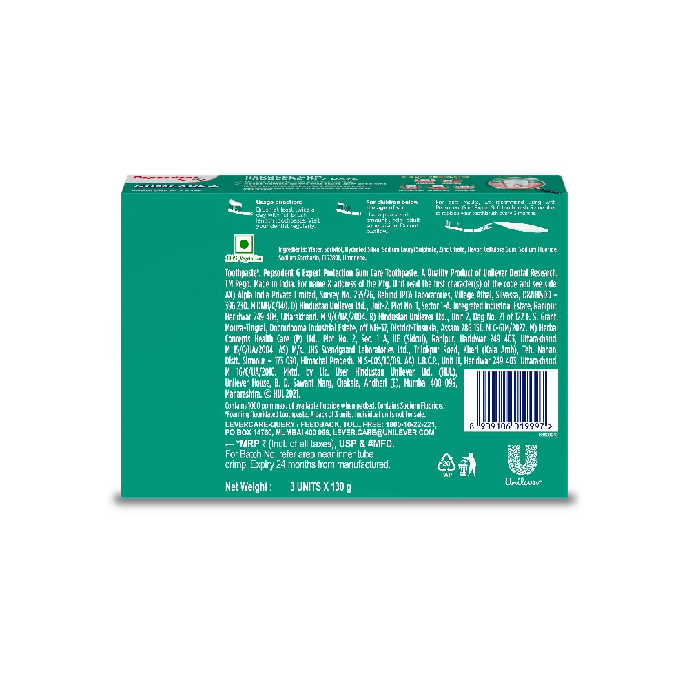 Pepsodent Gum Care Expert Protection Toothpaste || Zinc Technology|| Strenghtens gums from Day 1_390G (130g *3)