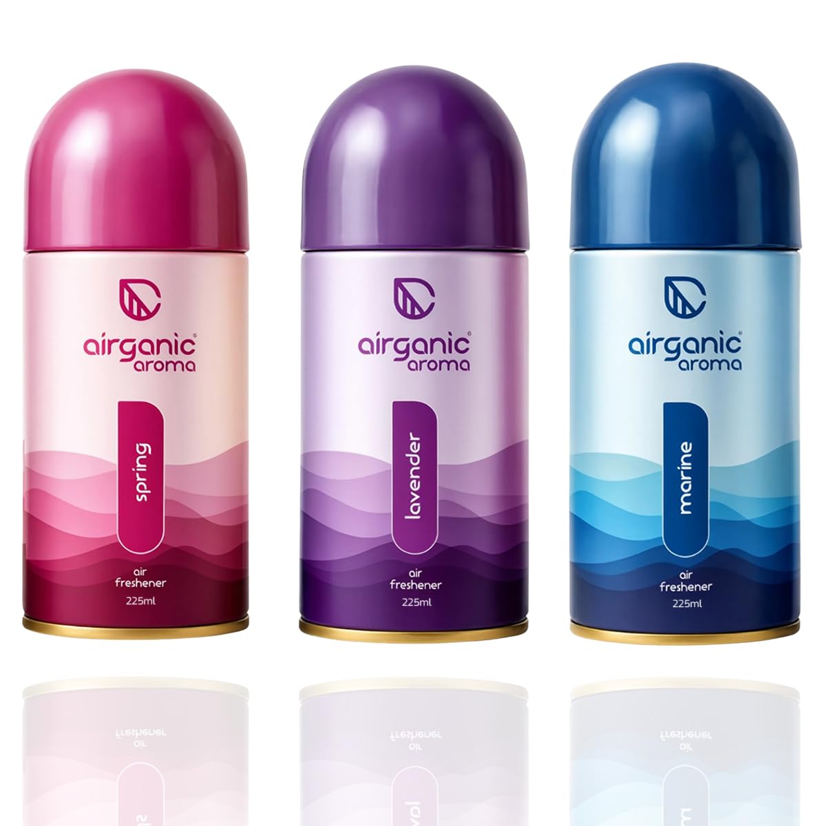 Airganic Room Fresheners Combo - Lavender, Marine & Spring - Pack of 3 (225ml Each)| Automatic Room Freshener Refills | Lasts up to 60 Days | Long Lasting Fragr