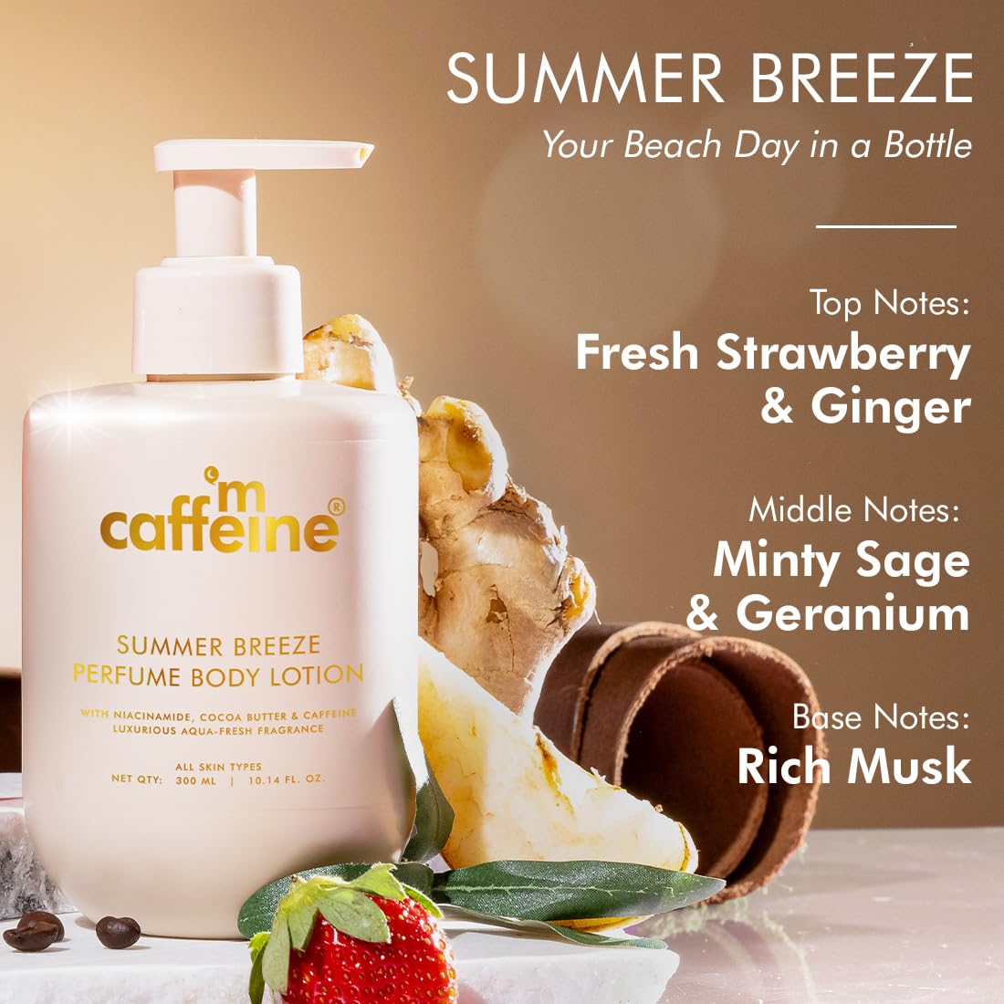mCaffeine Perfume Body Lotion Combo - By The Blues & Summer Breeze | Niacinamide, Cocoa & Shea Butter | Deep Moisturization for Winter Dry Skin| Lightweight, No