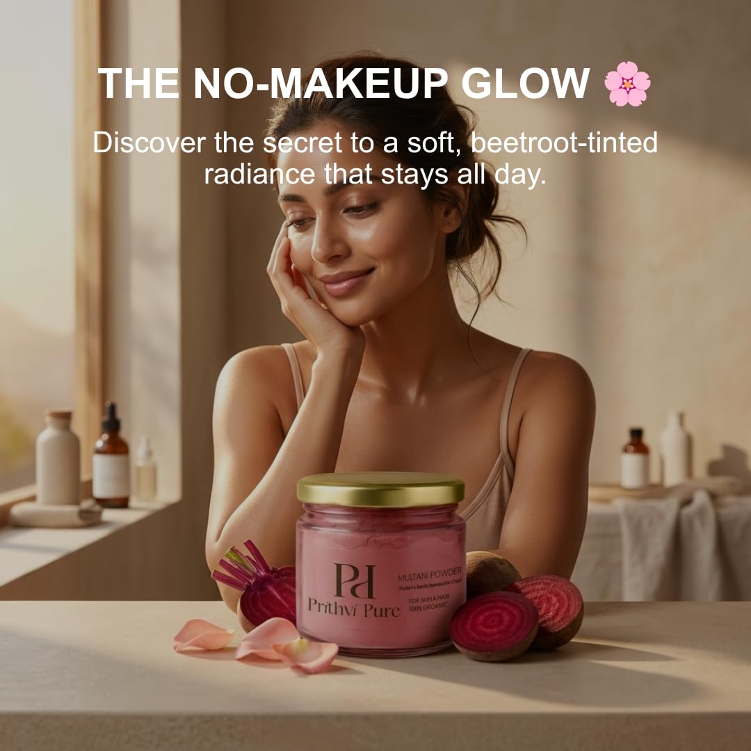 Beetroot Multani Mitti Face Pack 300g | Natural Herbal Face Pack for Pink Glow & Skin Brightening | Oil Control & Deep Cleansing | Ayurvedic Skincare | For Face