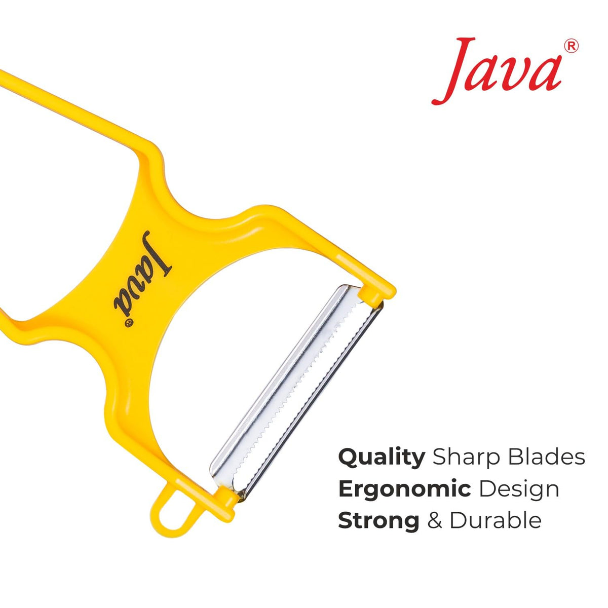 Java Rapid INOX Peeler with Stainless Steel Double Edge Blade, ABS Plastic Handle, Ergonomic Design, Dishwasher Safe, for Fruits and Vegetables (RED, Julienne)