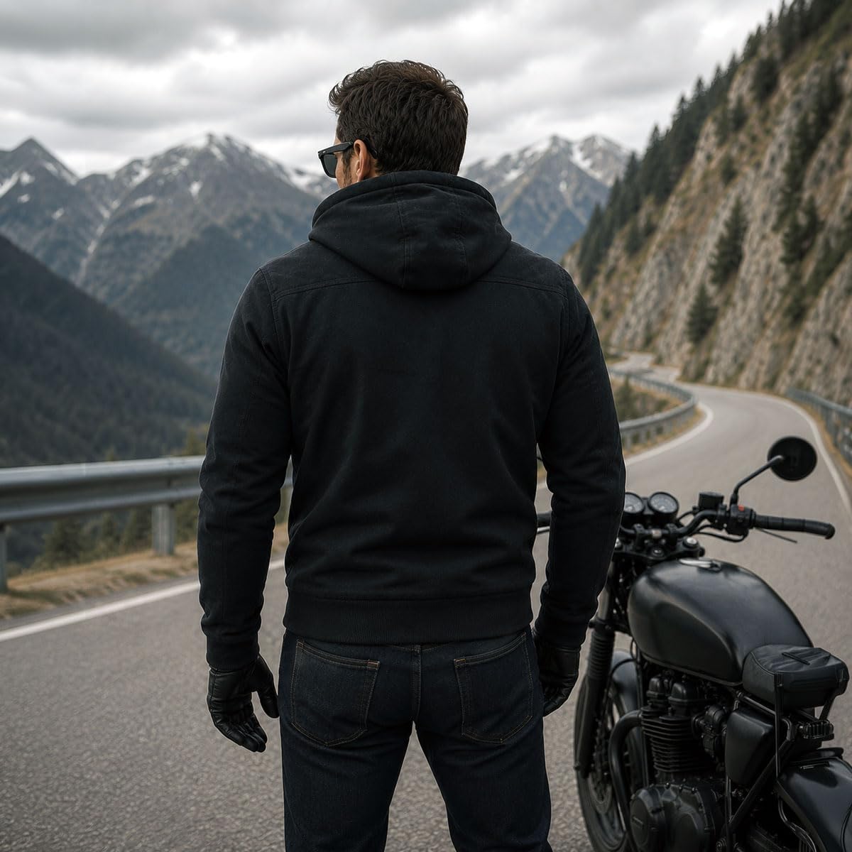 Milwaukee Leather MPM1788 Men's Black CE Approved Armored Riding Hoodie Sweater with Aramid by DuPont Fibers XL Black