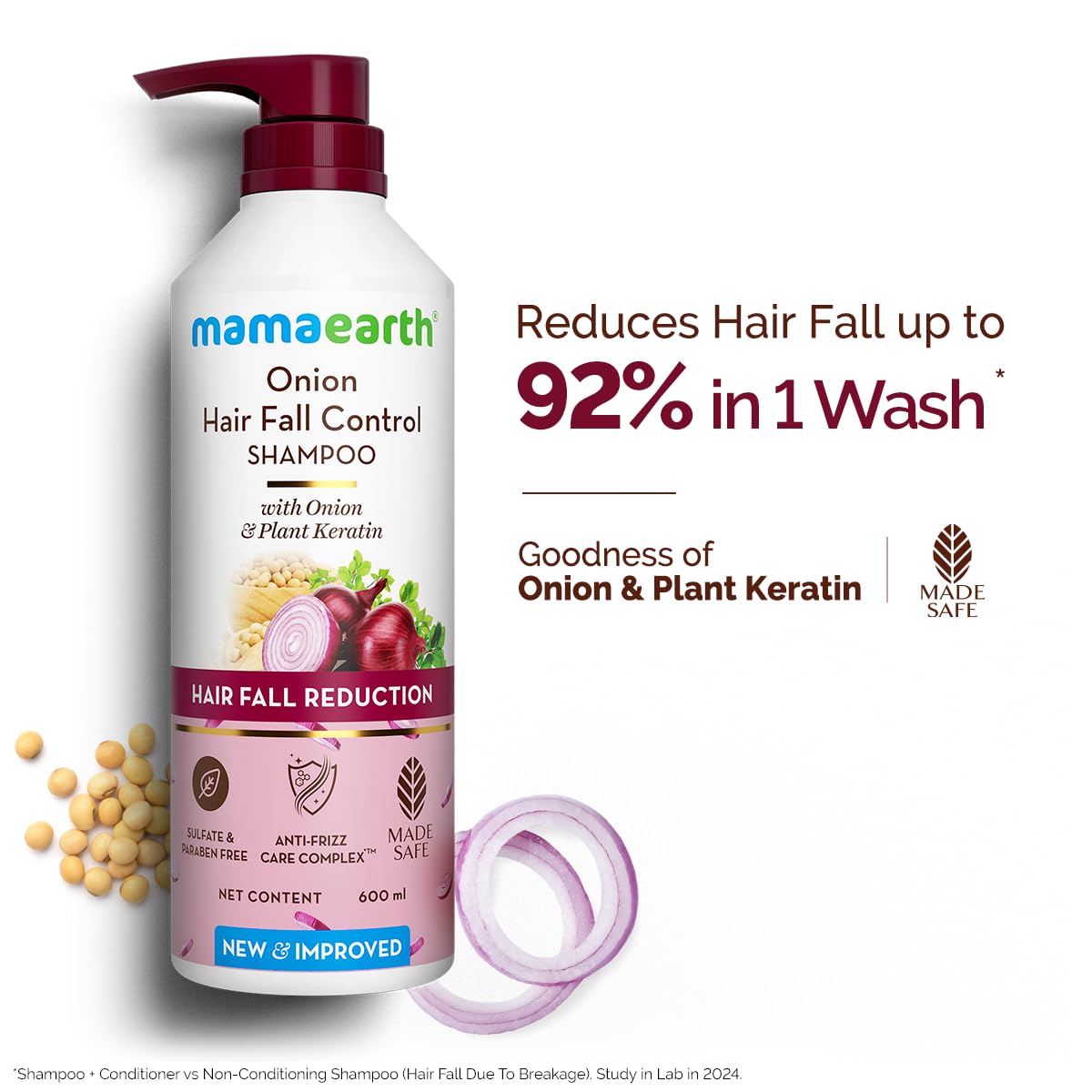 Mamaearth Onion Shampoo for Hair Growth and Hair Fall Control with Onion and Plant Keratin | Reduces Hair Fall | Strengthens & Smoothens Hair | For Men & Women