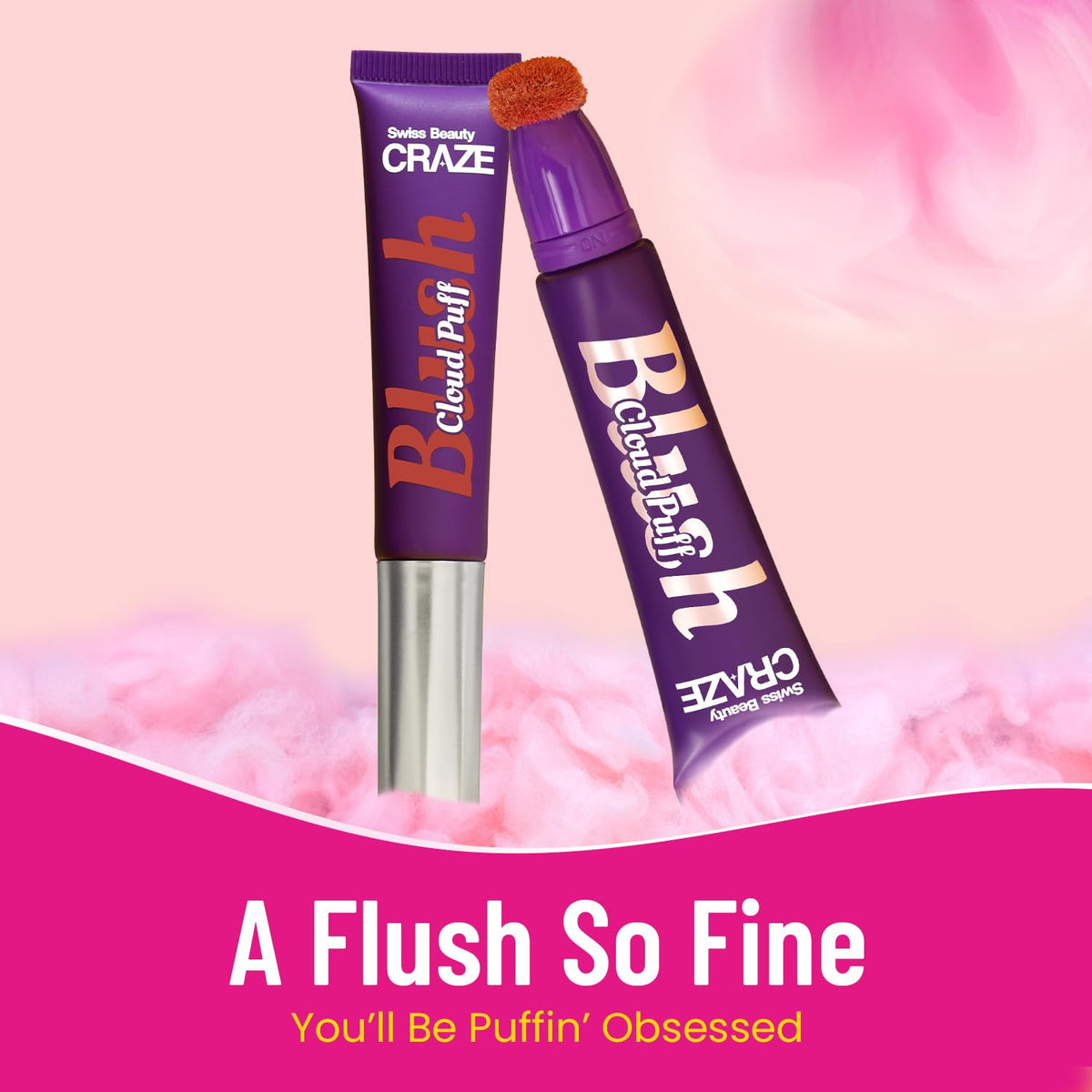 Swiss Beauty CRAZE Cloud Puff Blush | Velvety-Smooth |Ultra-Blendable | Easy To Layer |Enriched With Pomegranate Extract |Shade- 3 - Lighting Rose, 12ml