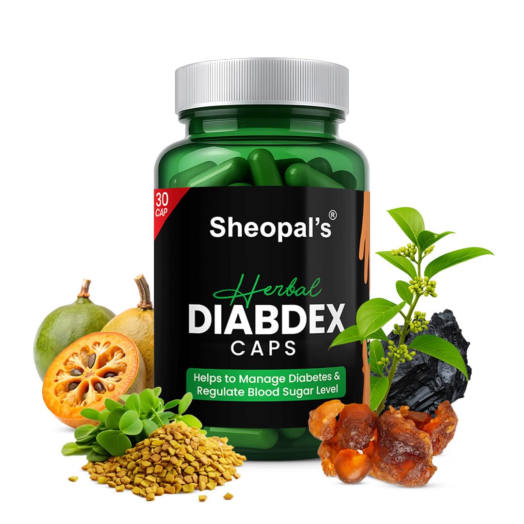 Sheopals Diabdex Capsule 30 Caps | Blend of Herbs Vijaysar, Gudmar and Karela Herbs to Manage Sugar Levels | Made in India 100 g (Pack of 1)