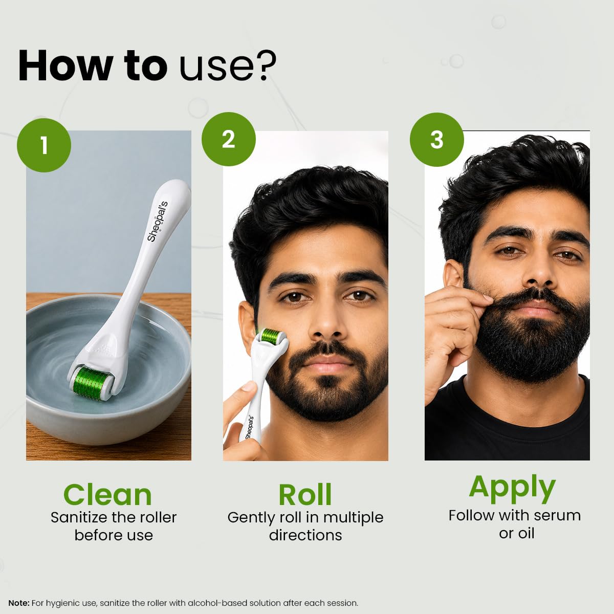 Sheopal's Derma Roller for Beard & Hair Growth – 1.0mm Titanium Needles Microneedling Roller, Reduces Acne Scars & Boosts Serum Absorption