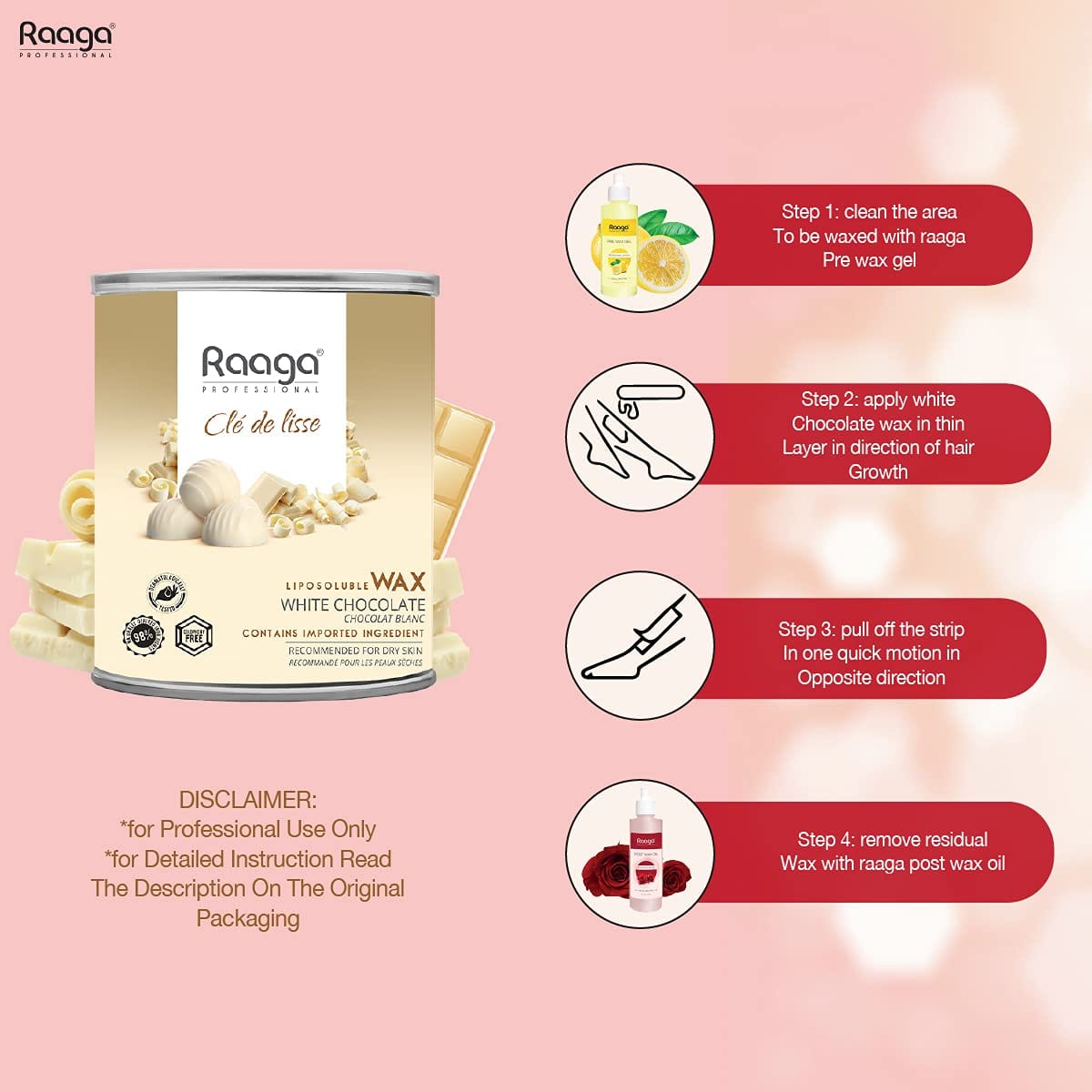 Raaga - Professional White Chocolate Liposoluble Wax For Body (800mL)