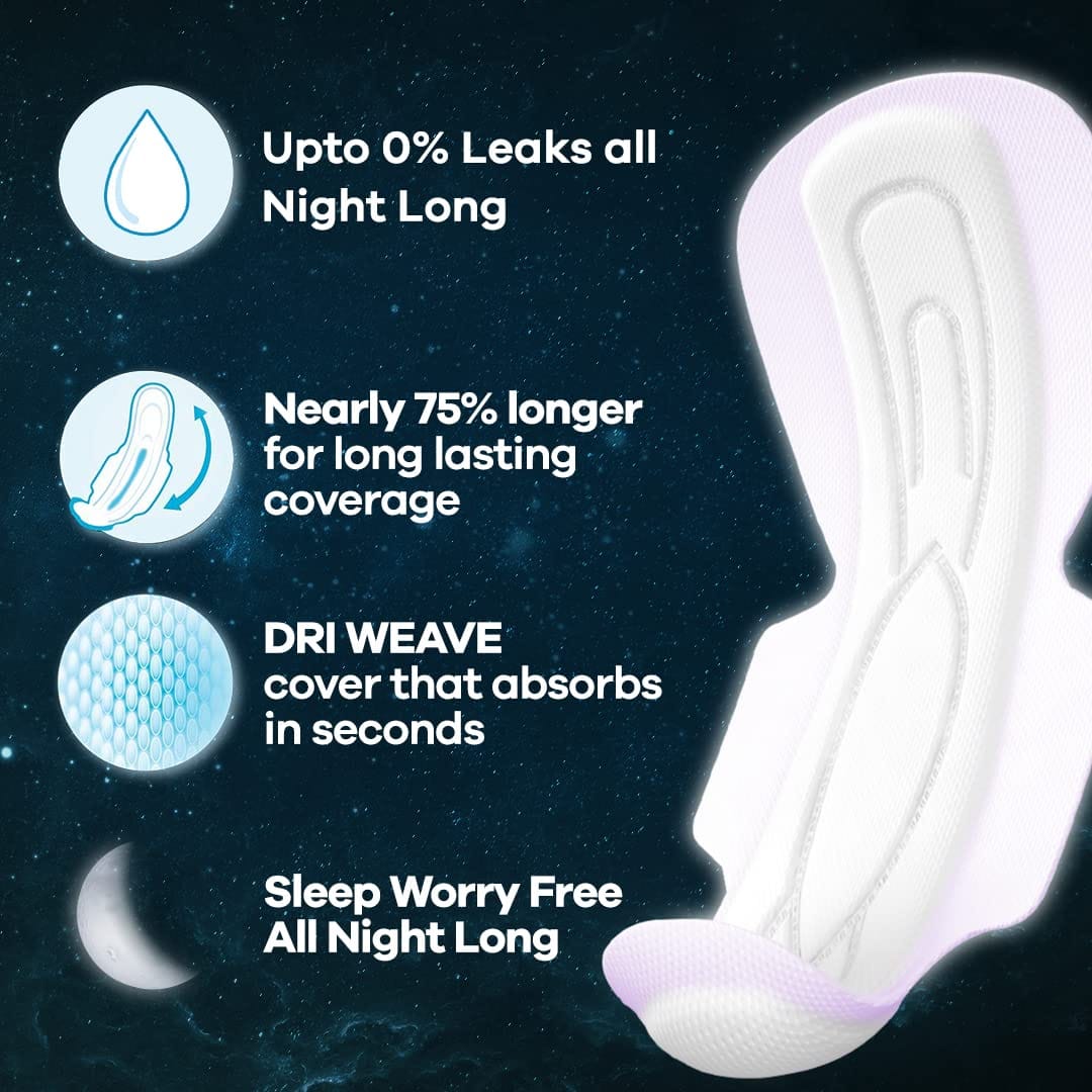 Whisper - Bindazzz Night Sanitary Pads For Women, XXX-Large Pack of 10 Napkins