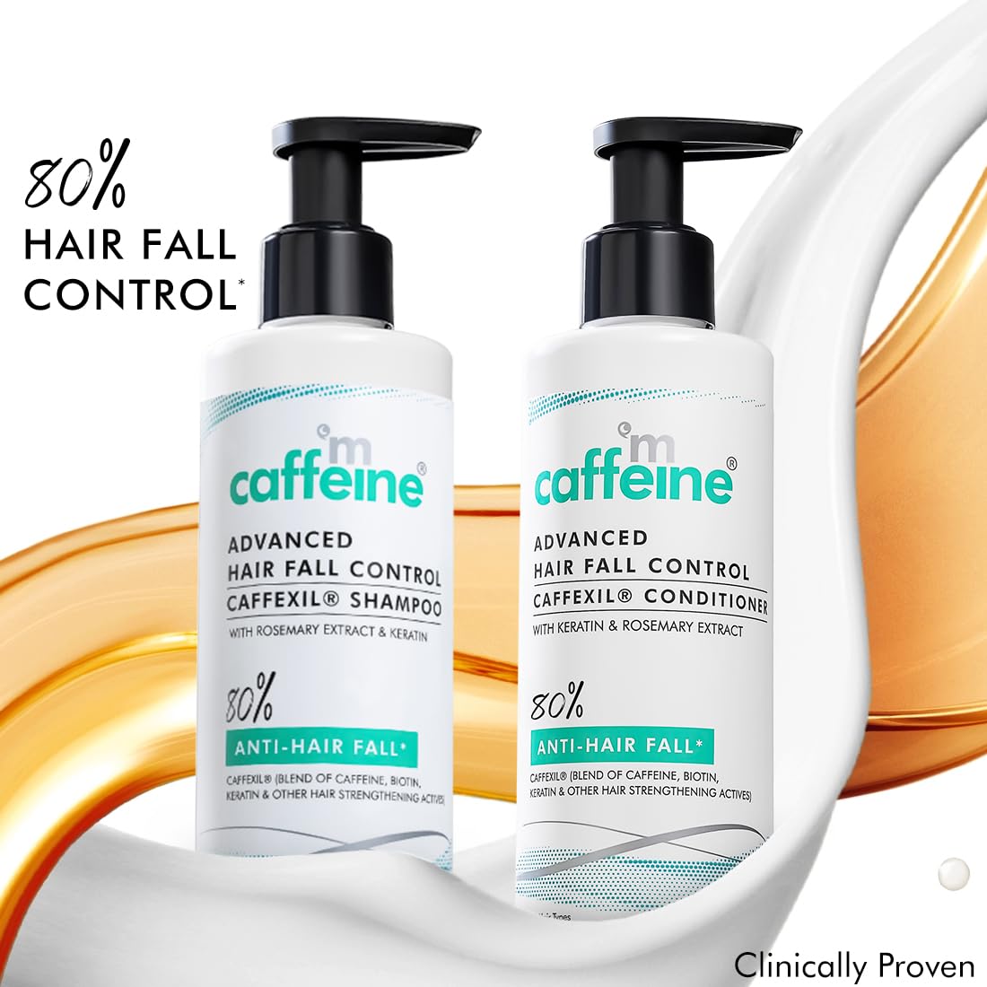 mCaffeine Caffexil Shampoo with Keratin, Biotin & Rosemary - 250 ML| Advanced 80% Hair Fall Control | Reduces Breakage & Thinning | Anti Dandruff Shampoo | Hair