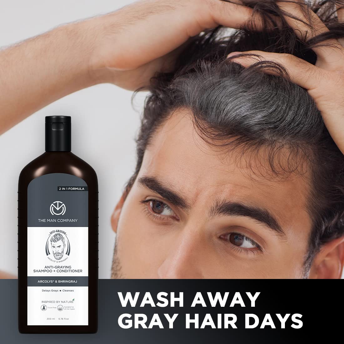 The Man Company Anti-Graying 2-in-1 Shampoo & Conditioner For Men | Enriched with Shikakai & Bhringraj | Delays Grays | Boosts Confidence | SLS & Paraben Free |