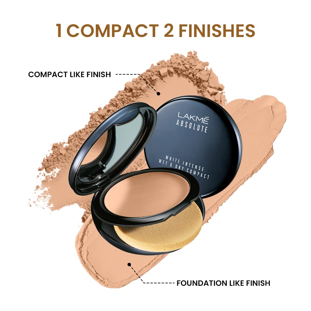 Lakme Absolute White Intense Wet & Dry Compact, Ivory Fair 01, 9 g Classic Ivory 9 g (Pack of 1)